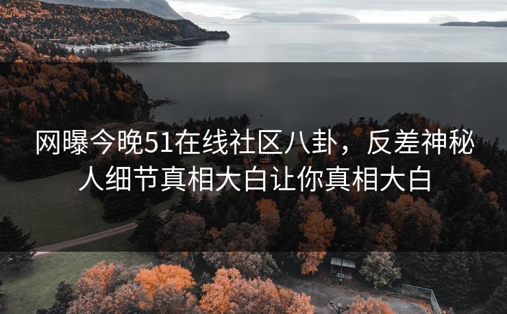 网曝今晚51在线社区八卦,反差神秘人细节真相大白让你真相大白