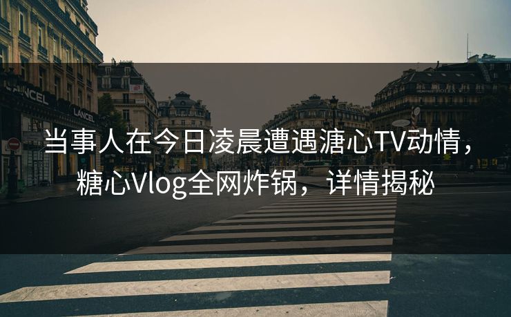 当事人在今日凌晨遭遇溏心TV动情，糖心Vlog全网炸锅，详情揭秘